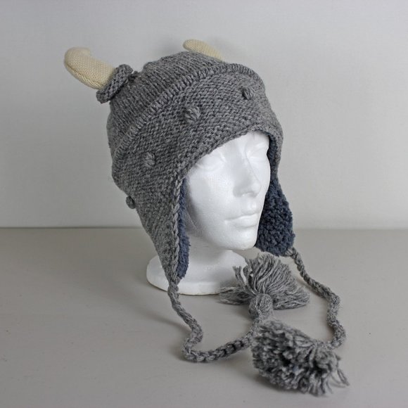 DeLux Knitwits Grey Viking Pilot Knit Hat - Picture 6 of 12